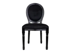 Silla De Madera Y Tapizado Negro