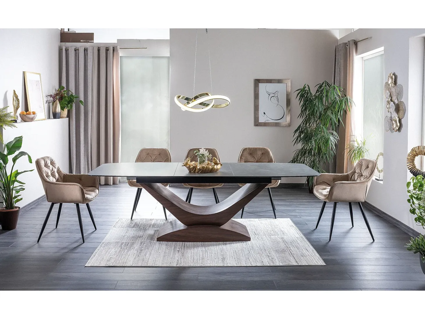 Silla de mesa Cherry Velvet marrón