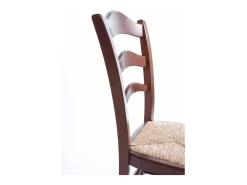 Silla de montaña de nogal oscuro, asiento de paja, juego de 6