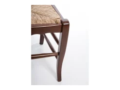 Silla de montaña de nogal oscuro, asiento de paja, juego de 6
