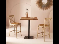 Silla de mostrador de madera maciza y rejilla L50 cm - BISTROT