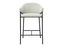 Silla de mostrador IMANY – Terciopelo acanalado gris claro – Con reposabrazos – Patas de metal negro – Estilo diseño/industrial