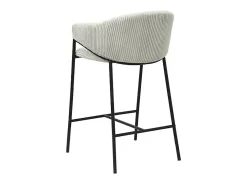 Silla de mostrador IMANY – Terciopelo acanalado gris claro – Con reposabrazos – Patas de metal negro – Estilo diseño/industrial