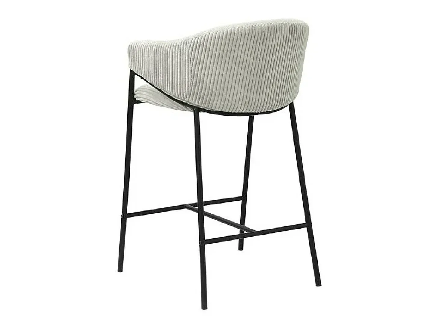 Silla de mostrador IMANY – Terciopelo acanalado gris claro – Con reposabrazos – Patas de metal negro – Estilo diseño/industrial