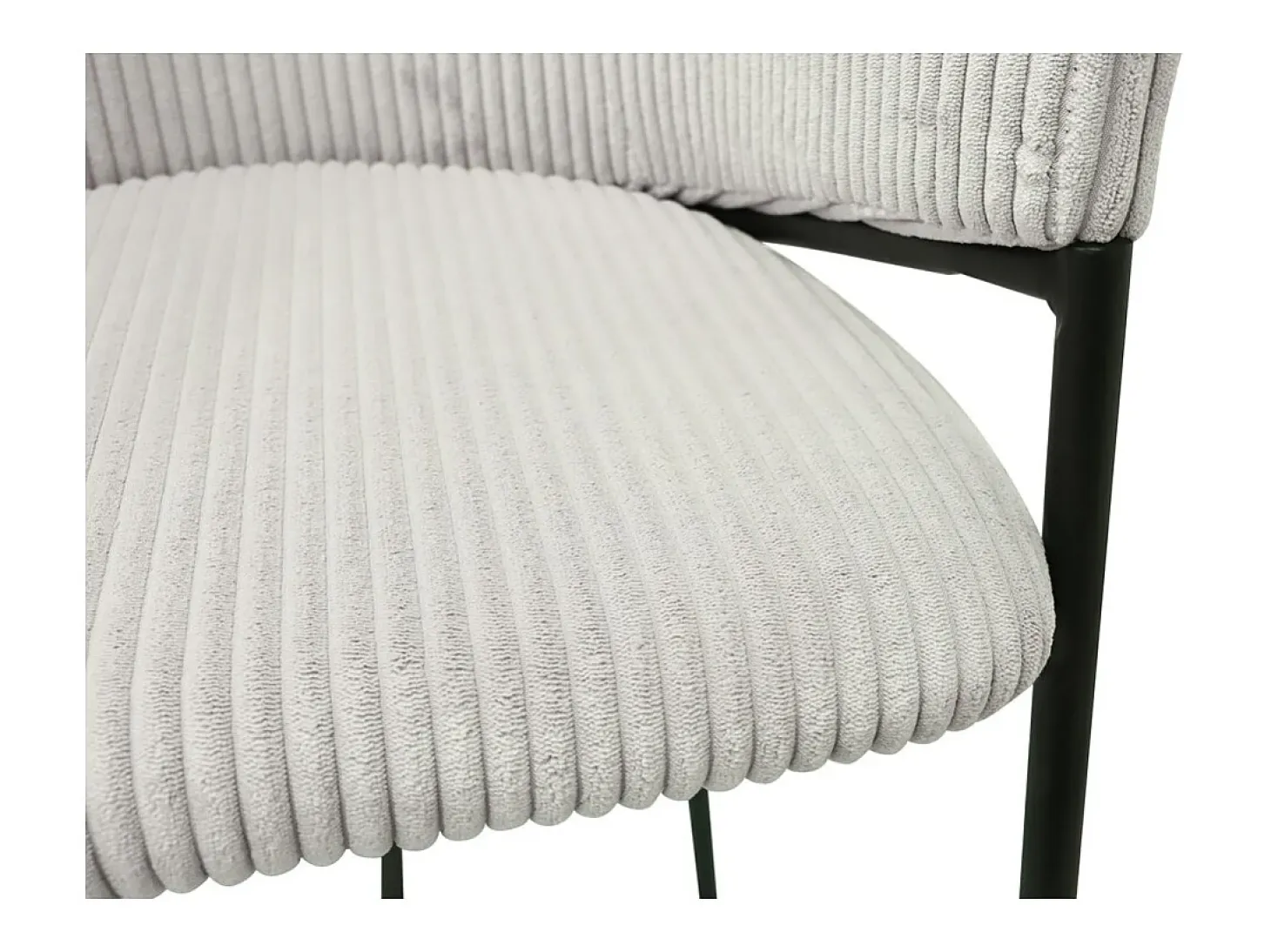 Silla de mostrador IMANY – Terciopelo acanalado gris claro – Con reposabrazos – Patas de metal negro – Estilo diseño/industrial