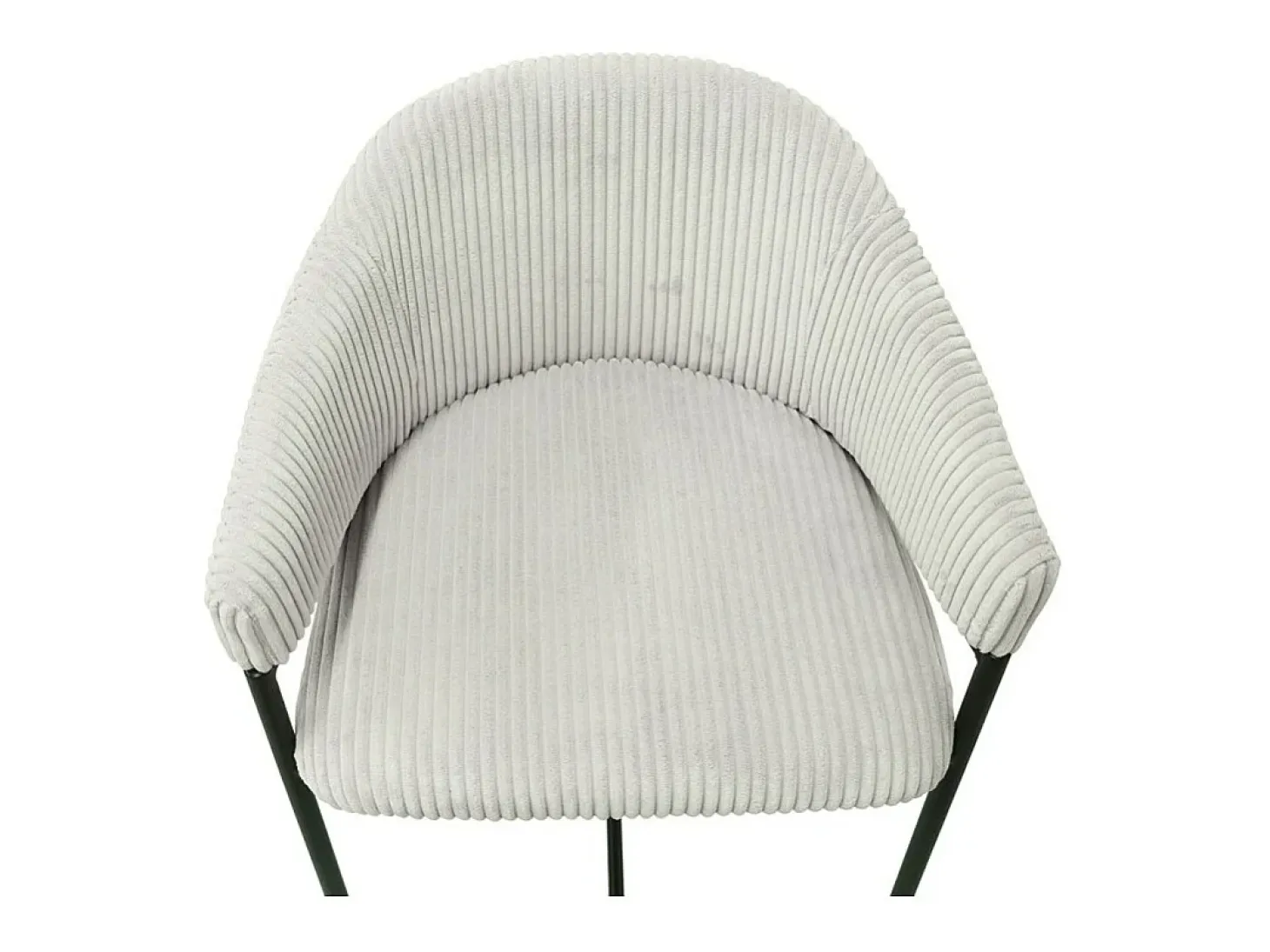 Silla de mostrador IMANY – Terciopelo acanalado gris claro – Con reposabrazos – Patas de metal negro – Estilo diseño/industrial