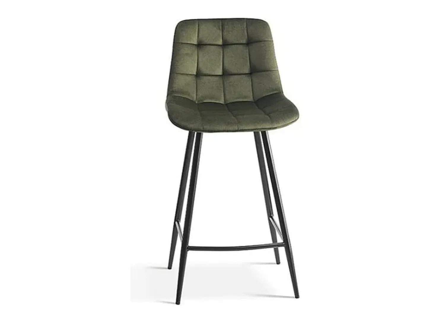 Silla de mostrador JUTE – Terciopelo verde – Patas de metal – Altura 95 cm – Estilo elegante