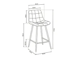 Silla de mostrador JUTE – Terciopelo gris oscuro – Patas metálicas – Altura 95 cm – Estilo contemporáneo