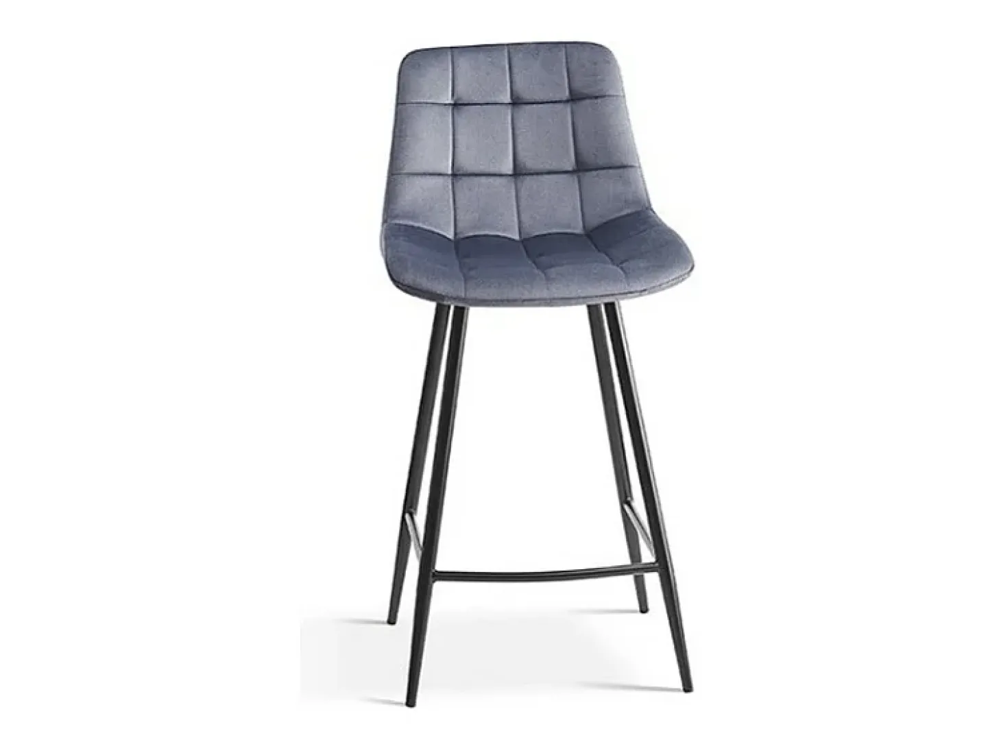 Silla de mostrador JUTE – Terciopelo gris oscuro – Patas metálicas – Altura 95 cm – Estilo contemporáneo