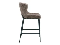 Silla de mostrador LISE – Tela rizada color arena – Patas de metal negro – Estilo diseño/industrial