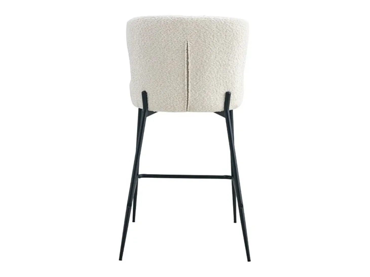 Silla de mostrador LISE – Tela de rizo en color blanco crudo – Patas de metal negro – Estilo diseño/industrial