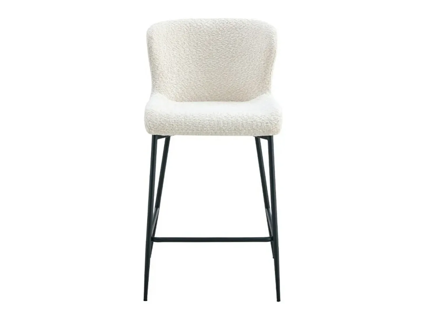 Silla de mostrador LISE – Tela de rizo en color blanco crudo – Patas de metal negro – Estilo diseño/industrial