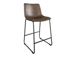 Silla de mostrador MANCO - PU marrón oscuro - Patas de metal - Altura 93 cm - Estilo vintage