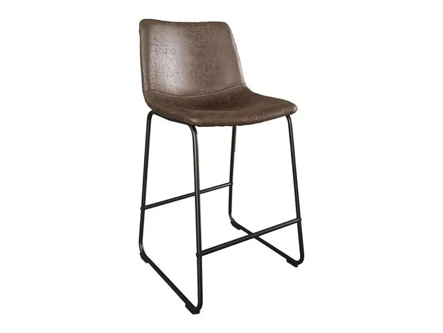 Silla de mostrador MANCO - PU marrón oscuro - Patas de metal - Altura 93 cm - Estilo vintage