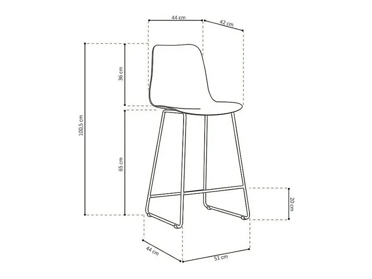 Silla de mostrador ''Mario'' PP Negra, dimensiones: H100.5 x L51 x P44cm