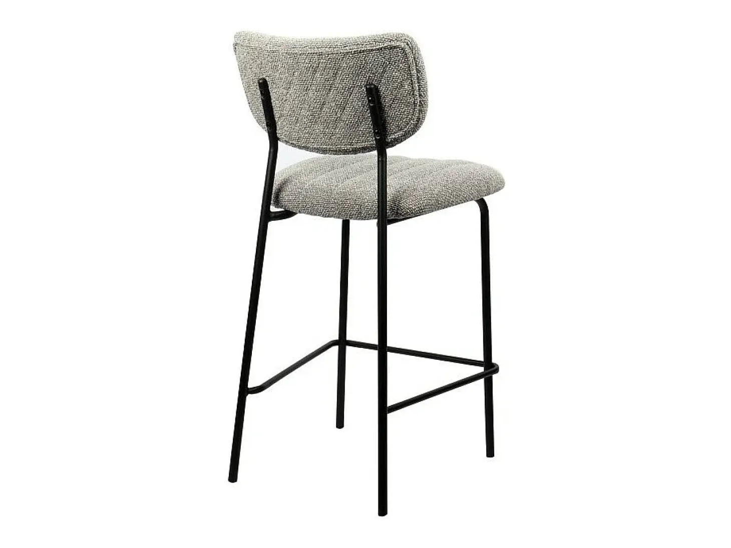 Silla de mostrador VENTURA – Tela gris claro – Patas de metal negro – Altura 97 cm – Estilo diseño/industrial