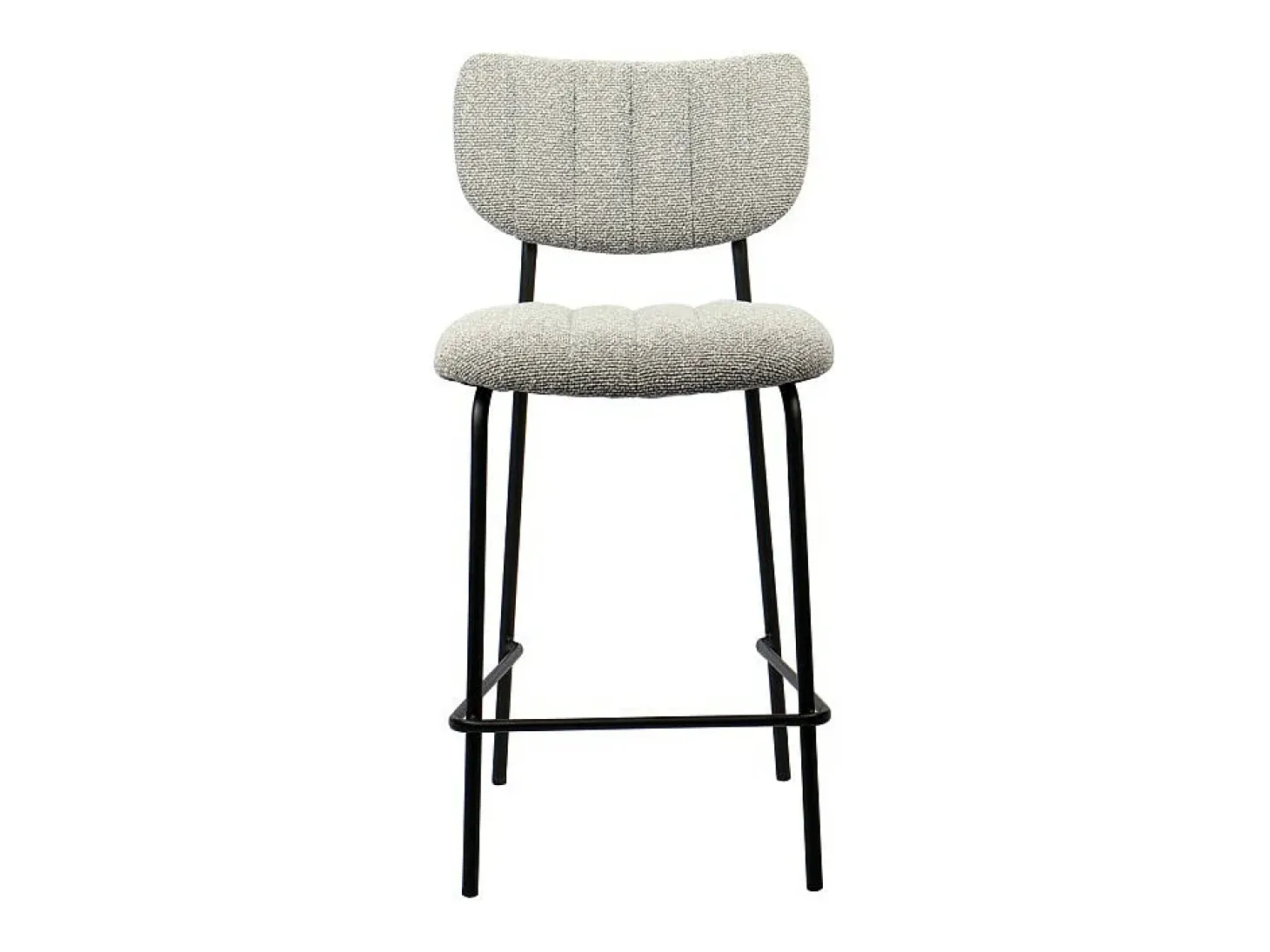 Silla de mostrador VENTURA – Tela gris claro – Patas de metal negro – Altura 97 cm – Estilo diseño/industrial