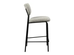 Silla de mostrador VENTURA – Tela gris claro – Patas de metal negro – Altura 97 cm – Estilo diseño/industrial