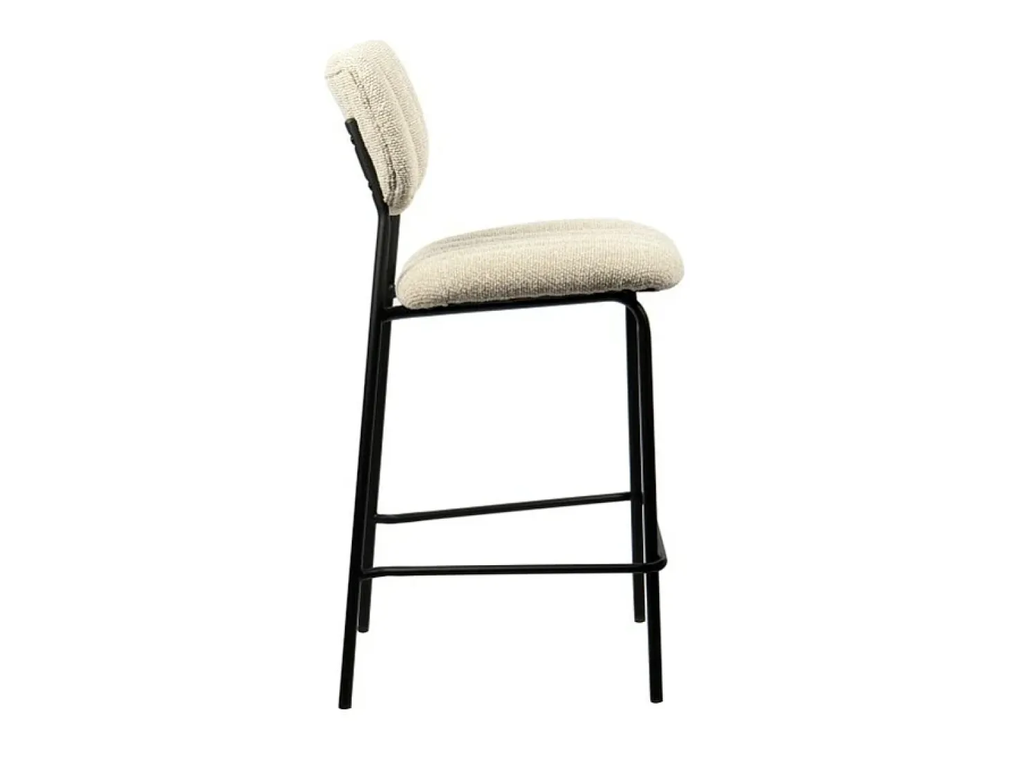 Silla de mostrador VENTURA – Tela beige – Patas de metal negro – Altura 97 cm – Estilo diseño/industrial