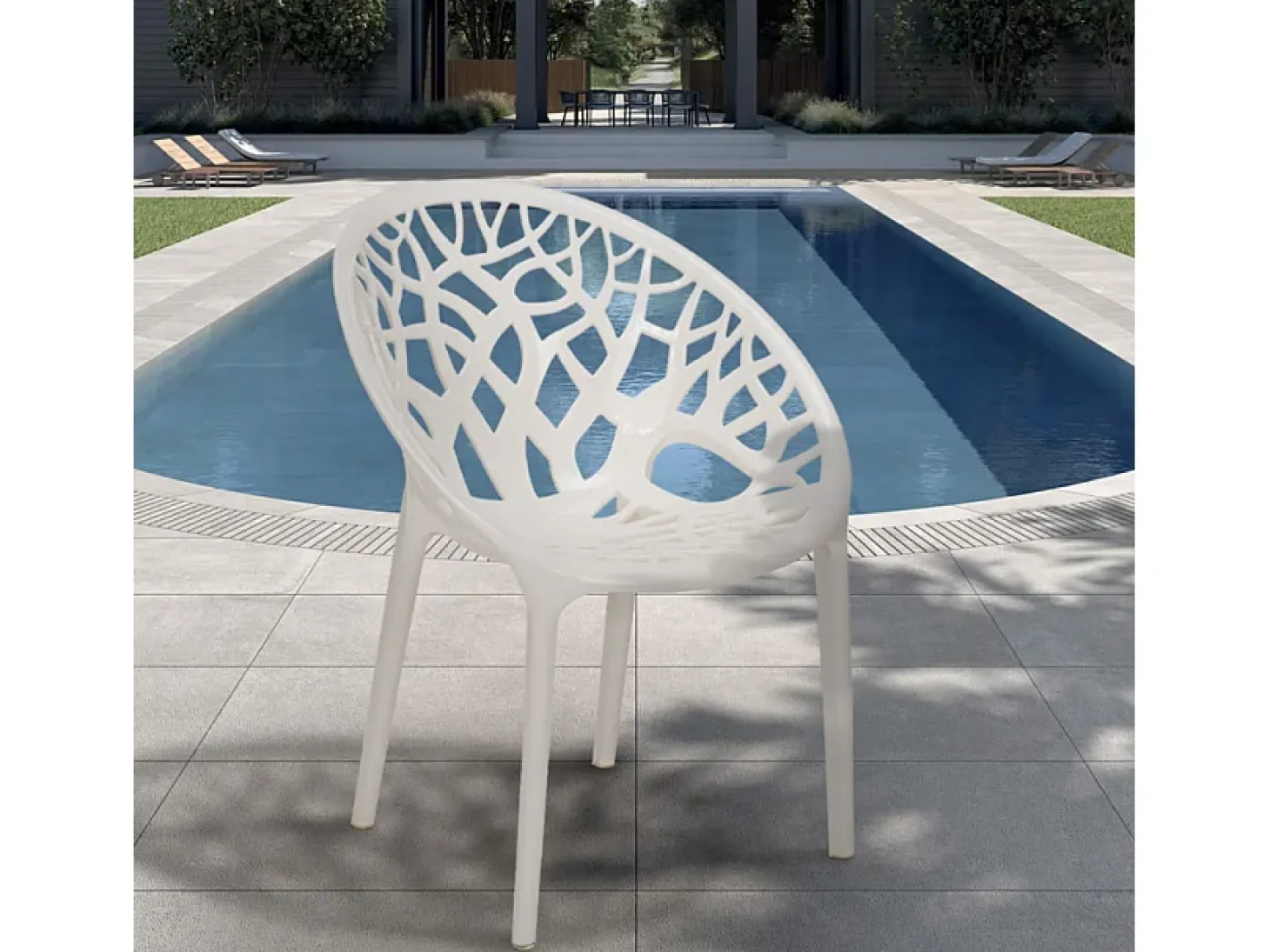 Silla de polipropileno de diseño moderno para restaurante y barra de cocina Fragus - Blanco