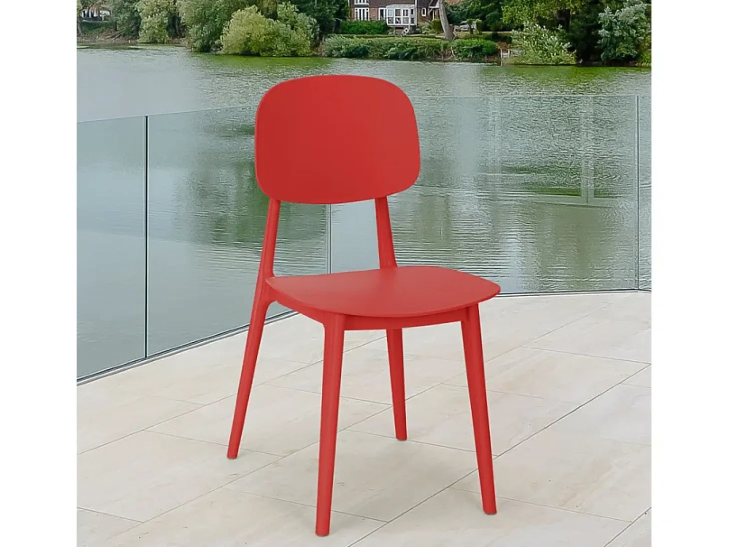 Silla de polipropileno de diseño moderno para cocina, jardín, bar, restaurante Geer - Rojo