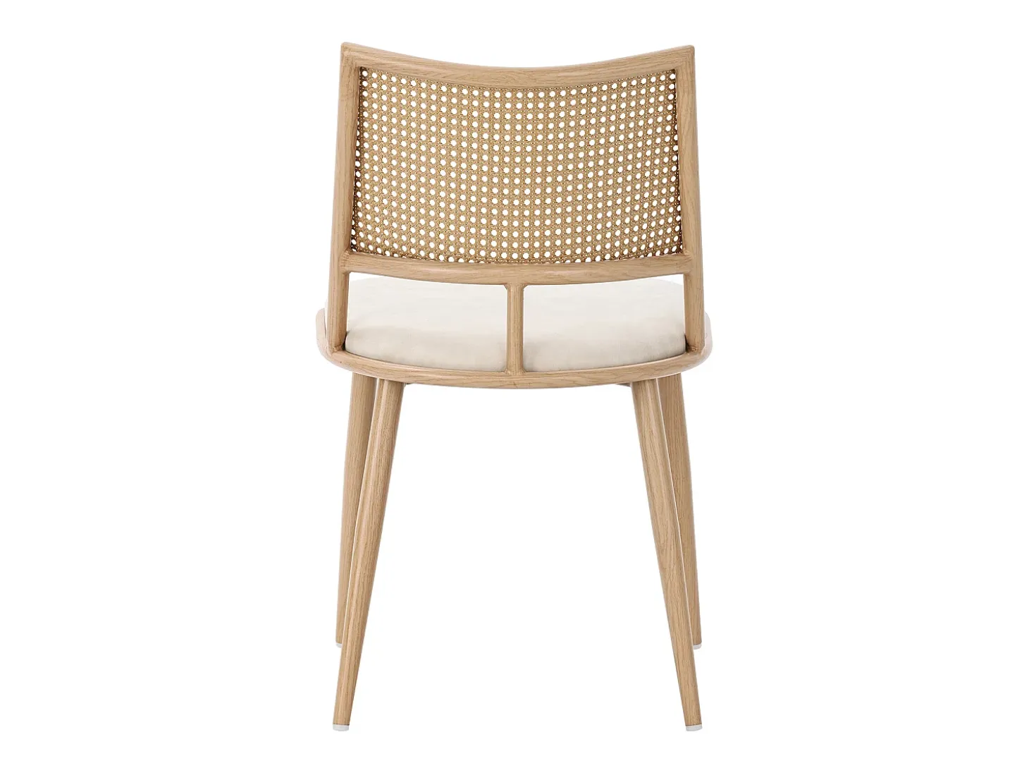 Silla de ratán con respaldo de PU, diseño moderno, beige (60x59x49 cm)
