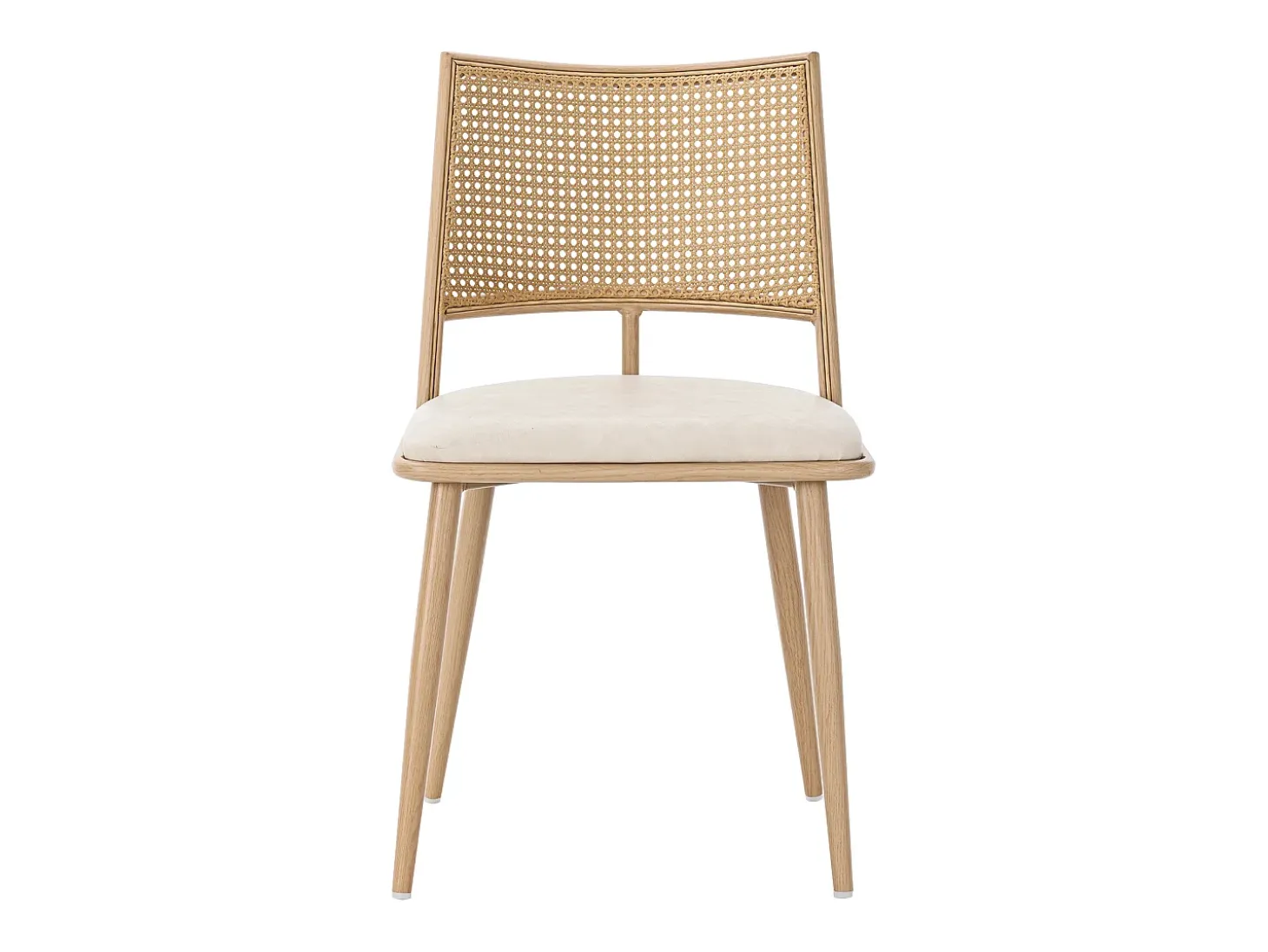 Silla de ratán con respaldo de PU, diseño moderno, beige (60x59x49 cm)