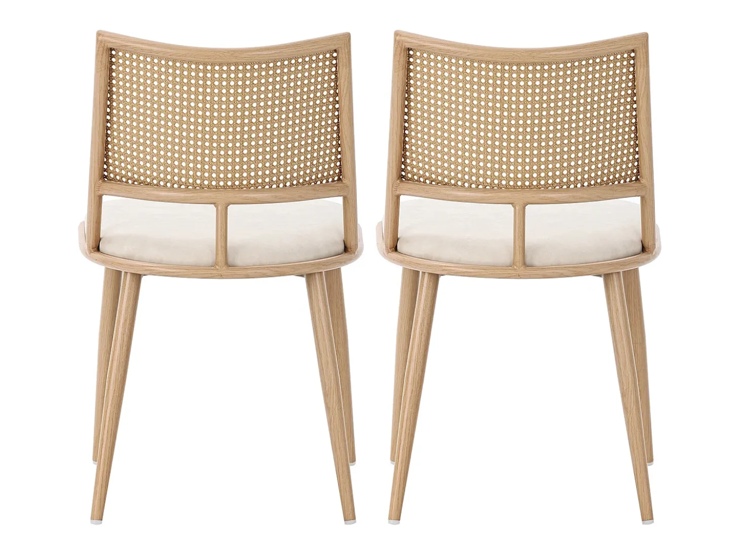 Silla de ratán con respaldo de PU, diseño moderno, beige (60x59x49 cm)