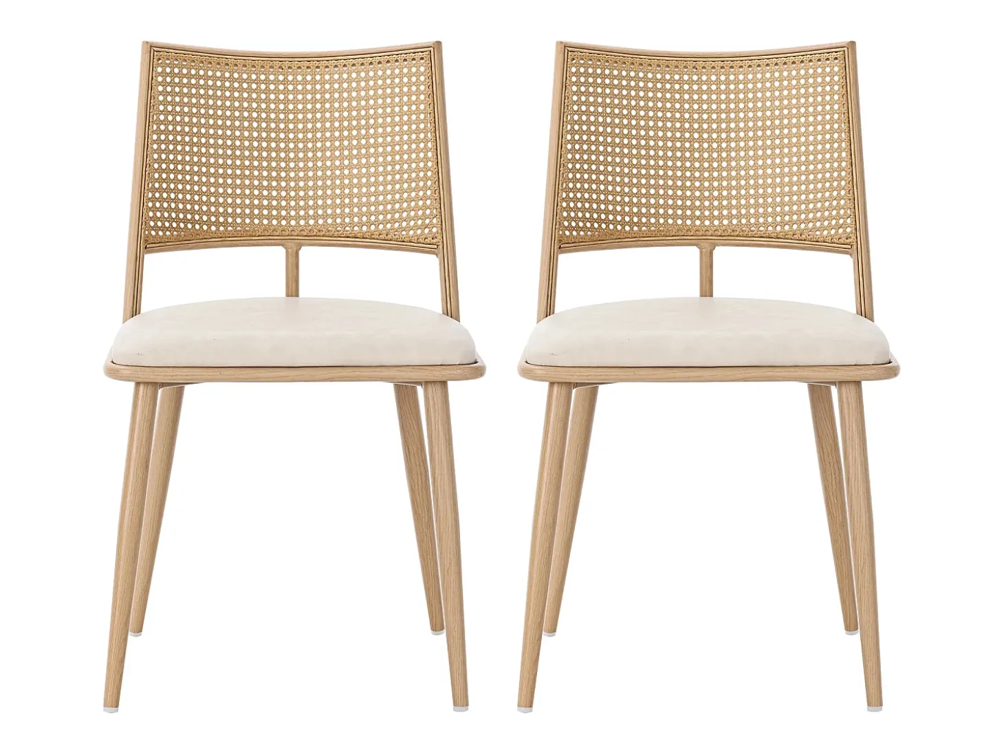 Silla de ratán con respaldo de PU, diseño moderno, beige (60x59x49 cm)