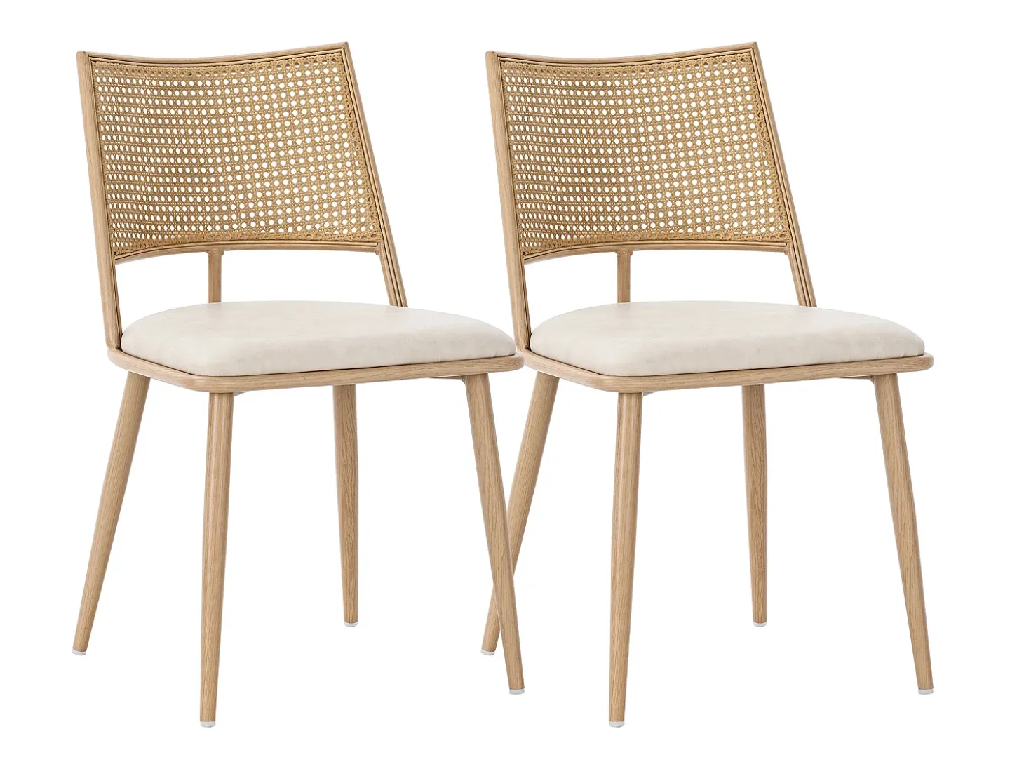 Silla de ratán con respaldo de PU, diseño moderno, beige (60x59x49 cm)