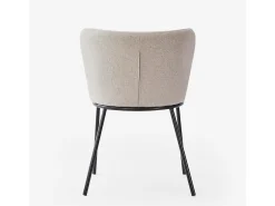 Silla de salón-comedor de diseño moderno de tela con patas negras Lasta - Blanco