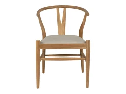 Silla de teca y tela - Natural y Beige - POGIANA
