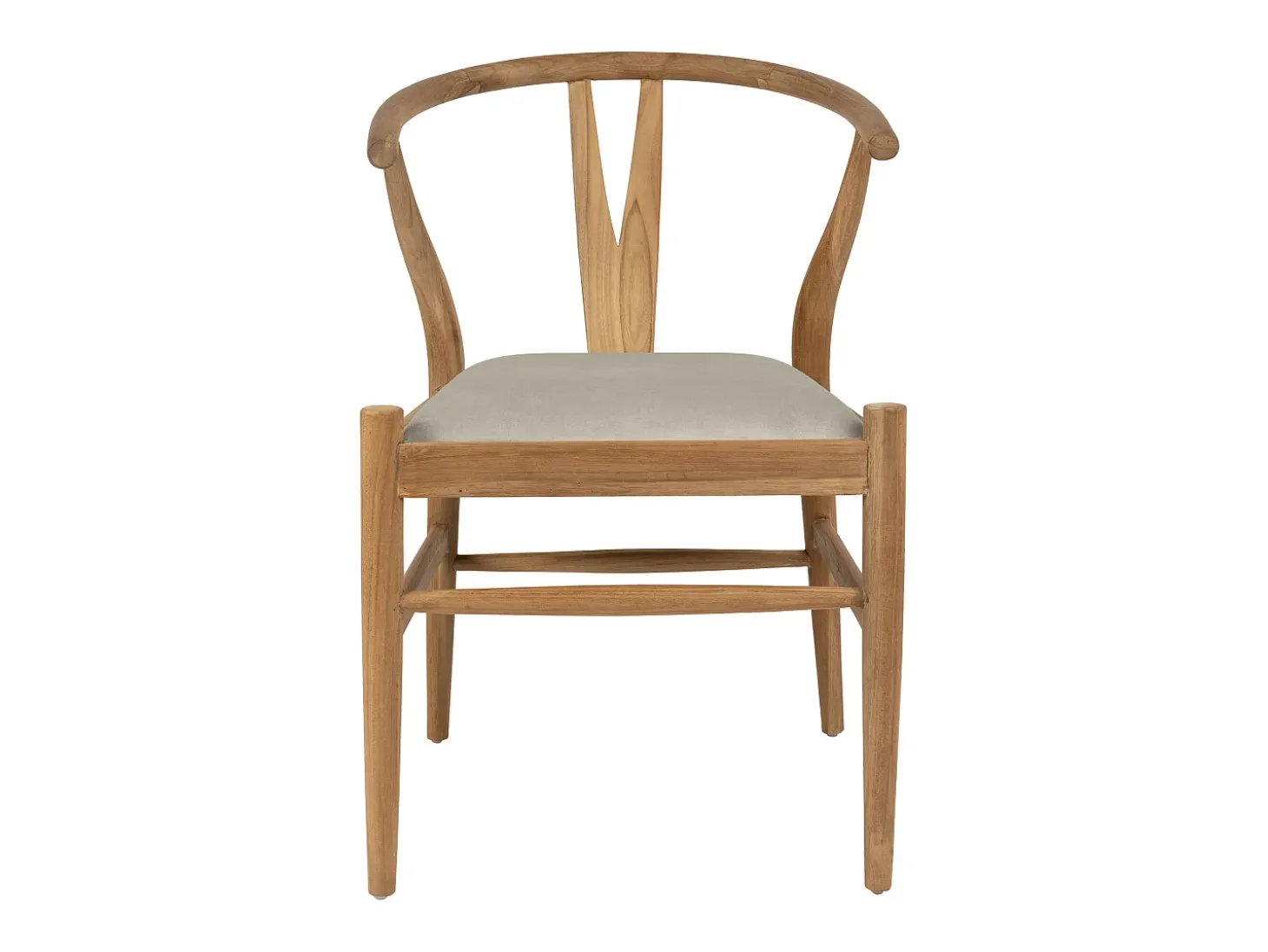 Silla de teca y tela - Natural y Beige - POGIANA