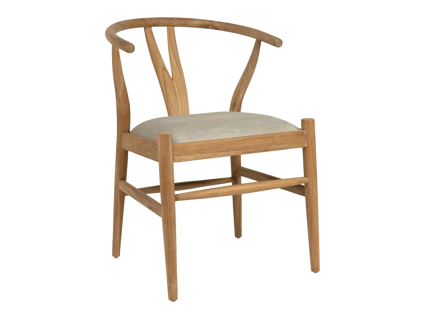 Silla de teca y tela - Natural y Beige - POGIANA