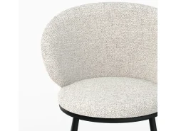 Silla de tejido beige con patas de metal negro - Angèle