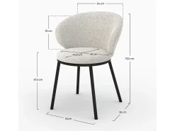 Silla de tejido beige con patas de metal negro - Angèle
