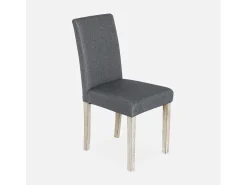 Silla de tela con patas de madera, set de 4 gris oscuro