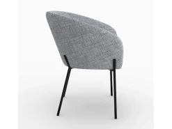 Silla de tela gris jaspeado y patas de metal negro - Andy