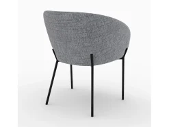 Silla de tela gris jaspeado y patas de metal negro - Andy