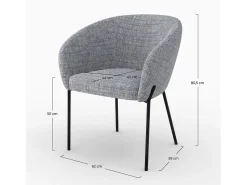 Silla de tela gris jaspeado y patas de metal negro - Andy
