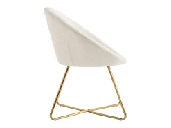 Silla de tela rizada y metal dorado - Blanco - BURBAN