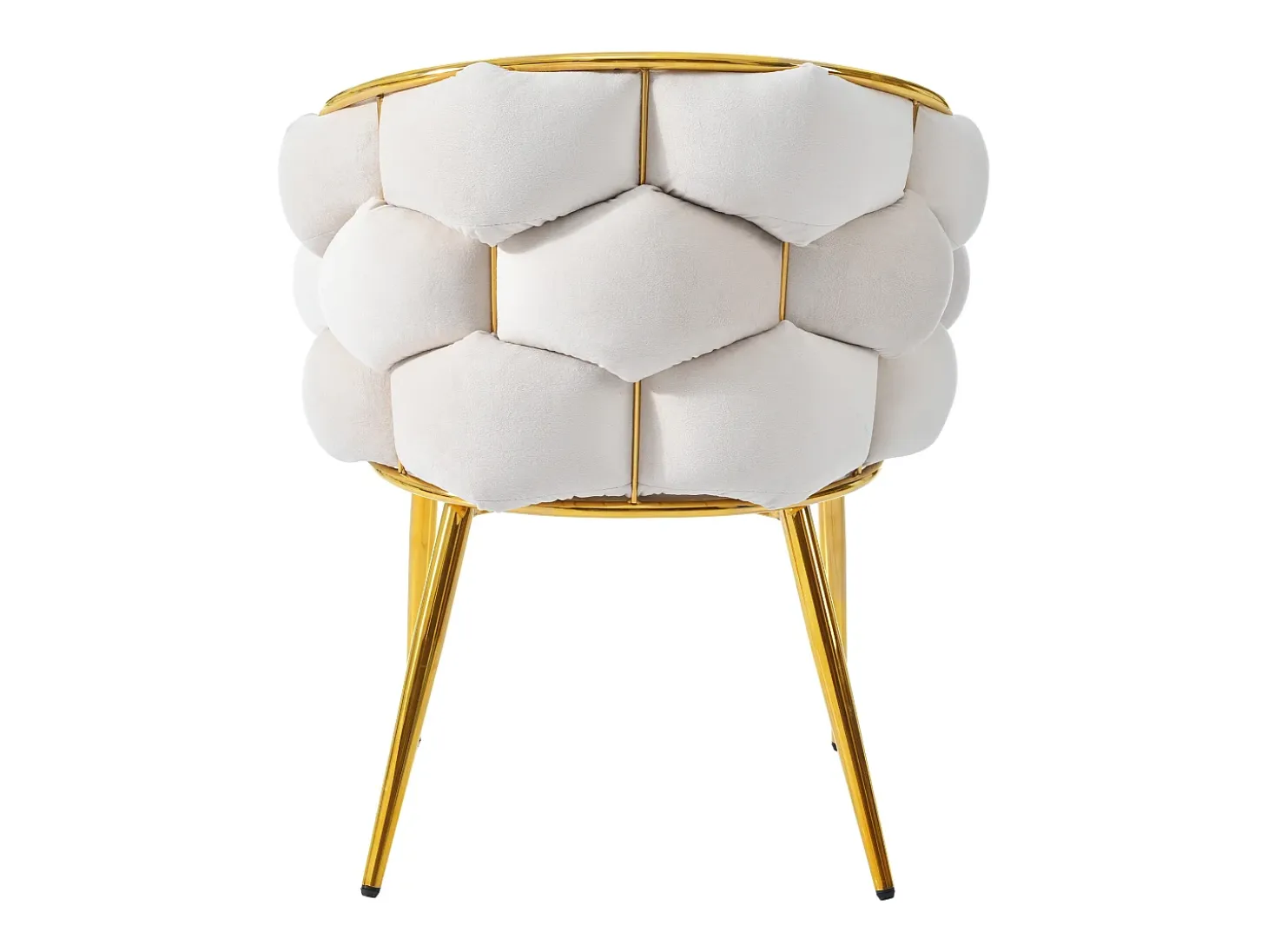 Silla de terciopelo beige y metal dorado con patas ajustables