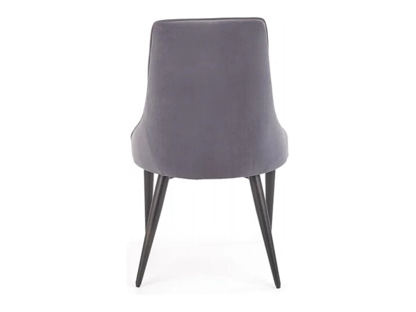 Silla de terciopelo gris oscuro con respaldo acolchado y patas de acero negro COSMOS