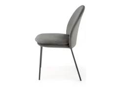 Silla de terciopelo gris con finas patas de metal negro MEET