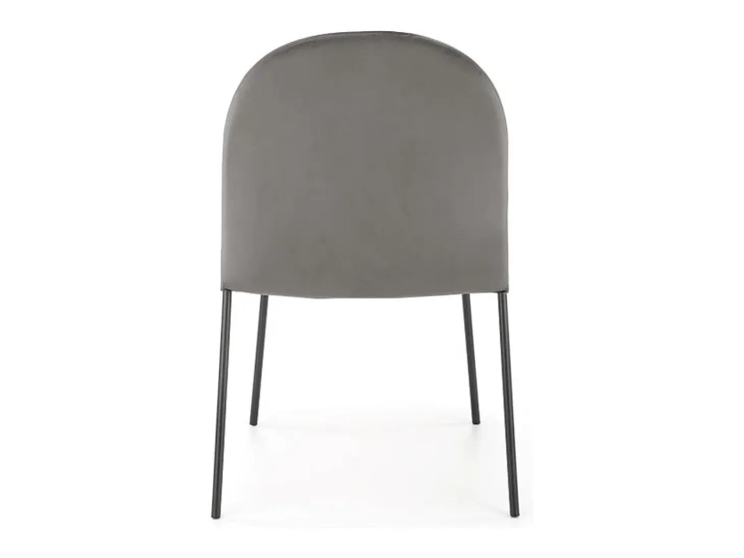 Silla de terciopelo gris con finas patas de metal negro MEET