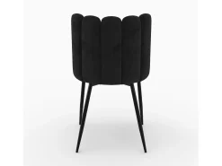 Silla de terciopelo negro con patas de metal negro - Rosy