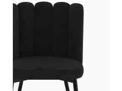 Silla de terciopelo negro con patas de metal negro - Rosy