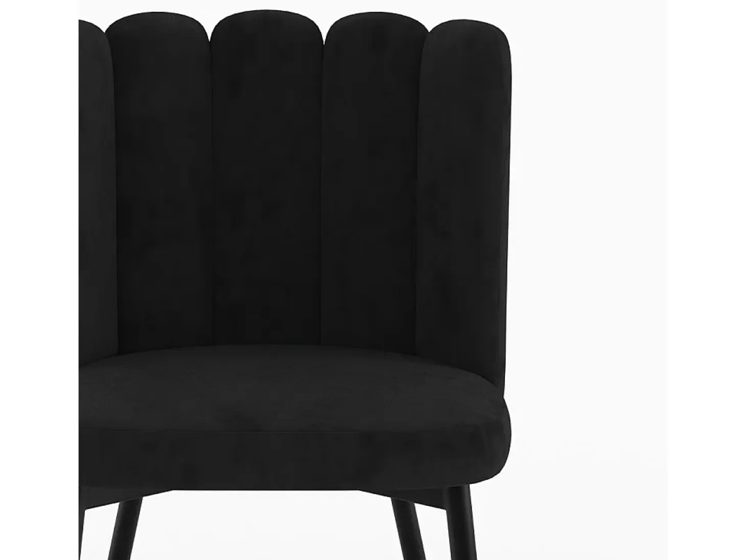 Silla de terciopelo negro con patas de metal negro - Rosy