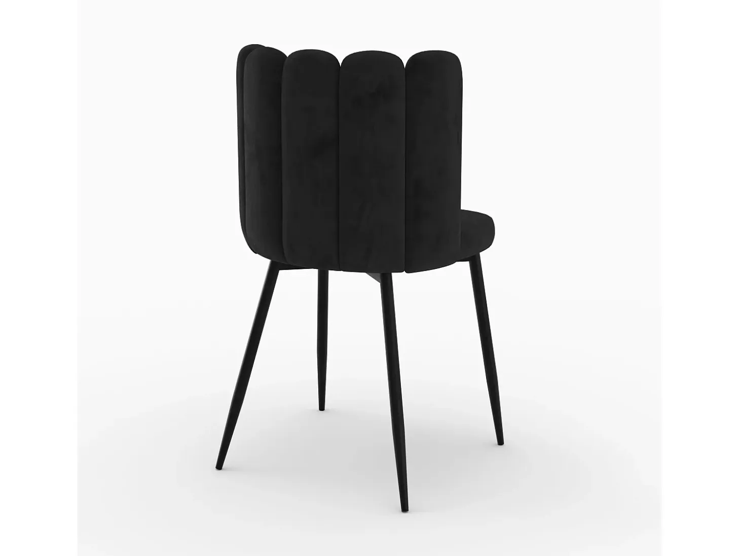 Silla de terciopelo negro con patas de metal negro - Rosy