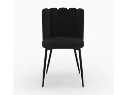 Silla de terciopelo negro con patas de metal negro - Rosy
